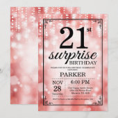Verrassend 21e verjaardag Uitnodiging rood glitter (Voorkant / Achterkant)