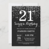 Verrassend 21e verjaardag Uitnodiging Silver Glitt (Voorkant)