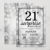 Verrassend 21e verjaardag Uitnodiging Silver Glitt (Voorkant / Achterkant)