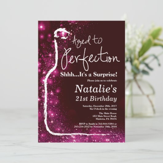 Verrassend 21e verjaardag wijn met perfecte perfec kaart (Staand voorkant)