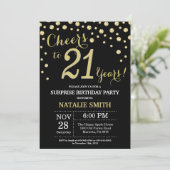 Verrassend 21e verjaardag zwart en gouden diamant kaart (Staand voorkant)