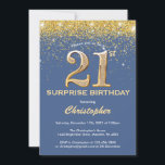 Verrassend 21st Birthday Blue en Gold Glitter Kaart<br><div class="desc">Verrassend 21st Birthday Blue en Gold Glitter Confetti Birthday Invitation. Voor verdere aanpassing,  te klikken gelieve de knoop "van de Aanpassing het"en ons ontwerphulpmiddel te gebruiken om deze sjabloon te wijzigen.</div>