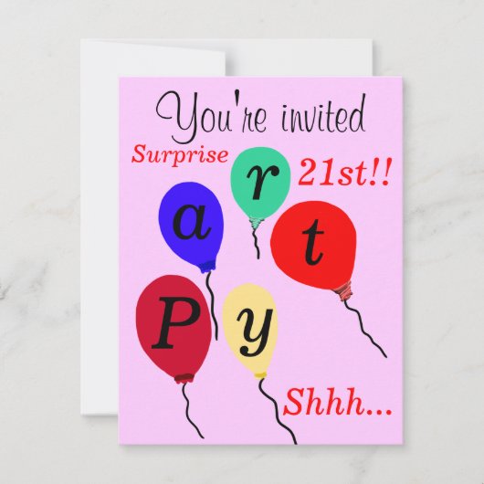 Verrassend 21ste Birthday-ballonnen roze Kaart (Voorkant)