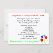 Verrassend 21ste Birthday-ballonnen roze Kaart (Achterkant)