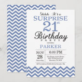 Verrassend 21ste Birthday Blue Chevron Kaart (Voorkant / Achterkant)
