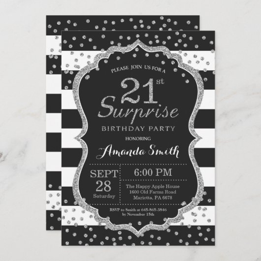 Verrassend 21ste uitnodiging van de verjaardag. Si (Voorkant / Achterkant)
