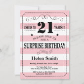 Verrassend 21ste verjaardag Roze en Witte Stripes Kaart (Voorkant)