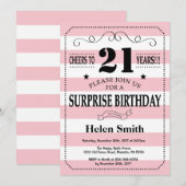 Verrassend 21ste verjaardag Roze en Witte Stripes Kaart (Voorkant / Achterkant)