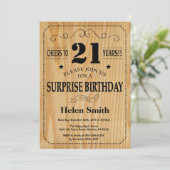 Verrassend 21ste verjaardag Rustic Wood Kaart (Staand voorkant)