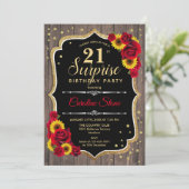 Verrassend 21ste verjaardag - Rustic Wood Sunflowe Kaart (Staand voorkant)