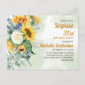 Verrassend 21ste verjaardag Zonnebloemen Eucalyptu Briefkaart (Voorkant)