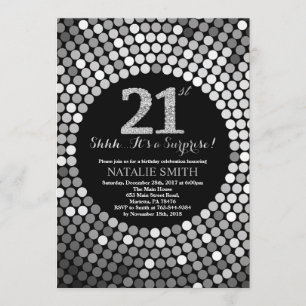 Verrassend 21ste verjaardag zwart en zilver glitte kaart