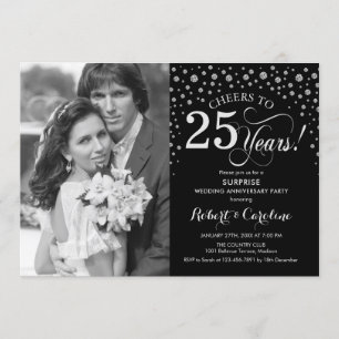 Verrassend 25e Jubileum met foto Black Silver Kaart