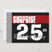 Verrassend 25th Birthday Modern Black en Burgundy Kaart (Voorkant)