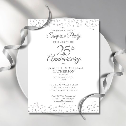 Verrassend 25th Wedding Jubileum Silver Hearts Briefkaart