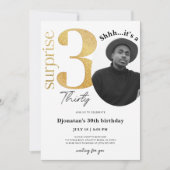 Verrassend 30e Gold-uitnodiging met foto Kaart (Voorkant)