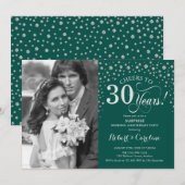 Verrassend 30e Jubileum met Foto Green Silver Kaart (Voorkant / Achterkant)