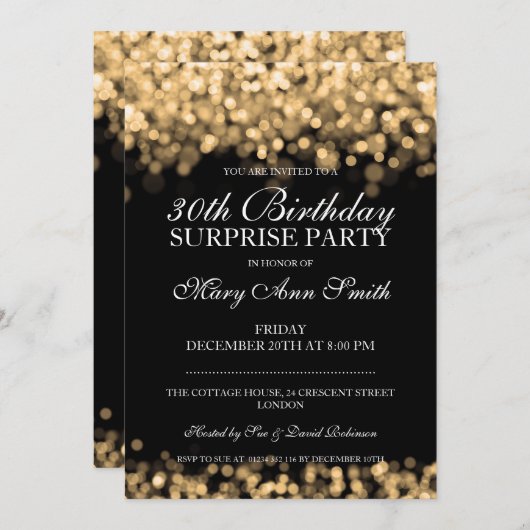 Verrassend 30e verjaardag Gold-licht Kaart (Voorkant / Achterkant)