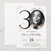 Verrassend 30e verjaardag Gold-uitnodiging met fot Kaart (Voorkant / Achterkant)