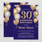 Verrassend 30e verjaardag marineblauw en gouden ba kaart (Voorkant / Achterkant)