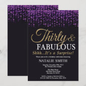Verrassend 30e verjaardag Paars en Gold Glitter Kaart (Voorkant / Achterkant)