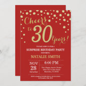Verrassend 30e verjaardag Red en Gold Diamond Kaart (Voorkant / Achterkant)