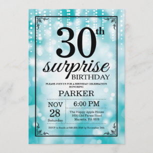 Verrassend 30e verjaardag Uitnodiging Blauwgroen G