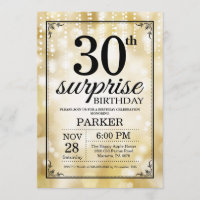 Verrassend 30e verjaardag Uitnodiging Gold Glitter