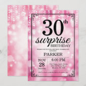 Verrassend 30e verjaardag Uitnodiging Roze Glitter (Voorkant / Achterkant)