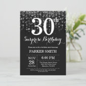 Verrassend 30e verjaardag Uitnodiging Silver Glitt (Staand voorkant)