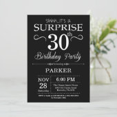 Verrassend 30e verjaardag Uitnodiging zwart-wit (Staand voorkant)