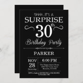 Verrassend 30e verjaardag Uitnodiging zwart-wit (Voorkant / Achterkant)