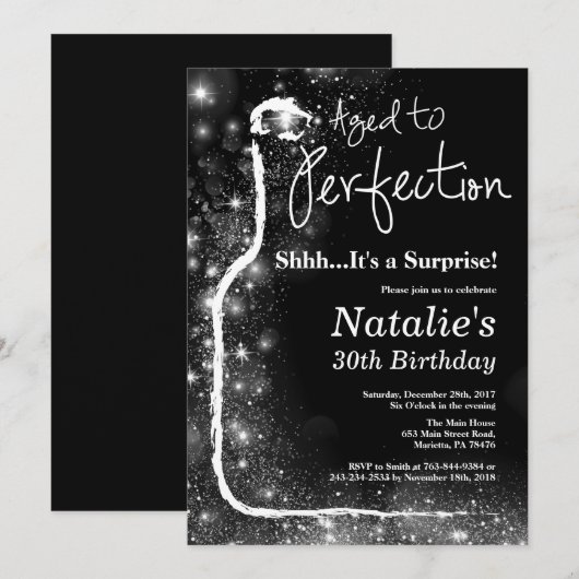 Verrassend 30e verjaardag wijn met perfecte perfec kaart (Voorkant / Achterkant)