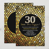 Verrassend 30e verjaardag zwart en gouden glitter kaart (Voorkant / Achterkant)