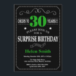 Verrassend 30th Birthday Black en Green Chalkboard Kaart<br><div class="desc">Verrassend 30th Birthday Invitation Black en Green Typografie. Chalkboard. Zwart-witte achtergrond. Volwassen verjaardag. Mannelijke Mannen of vrouwen: Birthday. Kinder jongen of meisje Lady Teen Teenage Bday Invite. 13e 15e 16e 18e 21e 30e 40e 50e 60e 70e 80e 90e 100e. Elke leeftijd. Voor verdere aanpassing, te klikken gelieve de knoop "van...</div>
