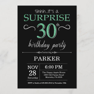 Verrassend 30th Birthday Black en Green Glitter Kaart