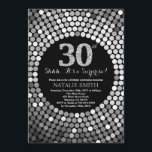 Verrassend 30th Birthday Black en Silver Glitter Kaart<br><div class="desc">Verrassend 30e verjaardag uitnodiging. Black and Silver Glitter. Silver Diamond. Volwassenenfeest. Voor mannen of vrouwen. Voor verdere aanpassing,  te klikken gelieve de knoop "van de Aanpassing het"en ons ontwerphulpmiddel te gebruiken om deze sjabloon te wijzigen.</div>