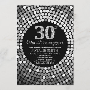 Verrassend 30th Birthday Black en Silver Glitter Kaart