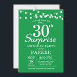 Verrassend 30th Birthday Invitation Green Kaart<br><div class="desc">Verrassend 30th Birthday Uitnodiging met de Lichten van het Koord. Groene achtergrond. Mannen of vrouwen op zaterdag. 13e 15e 16e 18e 21e 30e 40e 50e 60e 70e 90e 100e, elke leeftijd. Voor verdere aanpassing, te klikken gelieve de knoop "van de Aanpassing het"en ons ontwerphulpmiddel te gebruiken om deze sjabloon te...</div>