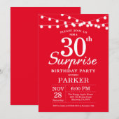 Verrassend 30th Birthday Invitation Red Kaart (Voorkant / Achterkant)