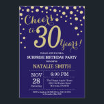 Verrassend 30th Birthday Navy Blue en Gold Diamond Kaart<br><div class="desc">Verrassend 30e verjaardag Uitnodiging met Navy Blue en Gold Glitter Diamond achtergrond. Gold Confetti. Volwassen verjaardag. Mannelijke Mannen of vrouwen: Birthday. Voor verdere aanpassing,  te klikken gelieve de knoop "van de Aanpassing het"en ons ontwerphulpmiddel te gebruiken om deze sjabloon te wijzigen.</div>