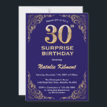 Verrassend 30th Birthday Navy Blue en Gold Glitter Kaart<br><div class="desc">Verrassend 30th Birthday Navy Blue en Gold Glitter Lijst Birthday Invitation. Voor verdere aanpassing,  te klikken gelieve de knoop "van de Aanpassing het"en ons ontwerphulpmiddel te gebruiken om deze sjabloon te wijzigen.</div>