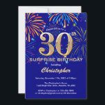 Verrassend 30th Birthday Navy Blue & Gold Firework Kaart<br><div class="desc">Verrassend 30th Birthday Navy Blue en Gold Rainbow Fireworks Invitation. Voor verdere aanpassing,  te klikken gelieve de knoop "van de Aanpassing het"en ons ontwerphulpmiddel te gebruiken om deze sjabloon te wijzigen.</div>