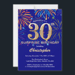 Verrassend 30th Birthday Navy Blue & Gold Firework Kaart<br><div class="desc">Verrassend 30th Birthday Navy Blue en Gold Rainbow Fireworks Invitation. Voor verdere aanpassing,  te klikken gelieve de knoop "van de Aanpassing het"en ons ontwerphulpmiddel te gebruiken om deze sjabloon te wijzigen.</div>