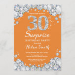 Verrassend 30th Birthday Oranje en Silver Diamond Kaart<br><div class="desc">Verrassend 30e verjaardag uitnodiging. Sinaasappel en zilver Rhinestone Diamond Chalkboard Achtergrond. Elegant Birthday Bash nodigt uit. Zwart-wit. Volwassen verjaardag. Vrouwendag. Mannen op zaterdag. Voor verdere aanpassing,  te klikken gelieve de knoop "van de Aanpassing het"en ons ontwerphulpmiddel te gebruiken om deze sjabloon te wijzigen.</div>