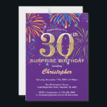 Verrassend 30th Birthday Paars en Gold Fireworks Kaart<br><div class="desc">Verrassend 30e verjaardag Paarse en gouden regenboogvuurwerkuitnodiging. Voor verdere aanpassing,  te klikken gelieve de knoop "van de Aanpassing het"en ons ontwerphulpmiddel te gebruiken om deze sjabloon te wijzigen.</div>