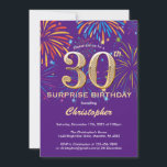 Verrassend 30th Birthday Paars en Gold Fireworks Kaart<br><div class="desc">Verrassend 30e verjaardag Paarse en gouden regenboogvuurwerkuitnodiging. Voor verdere aanpassing,  te klikken gelieve de knoop "van de Aanpassing het"en ons ontwerphulpmiddel te gebruiken om deze sjabloon te wijzigen.</div>