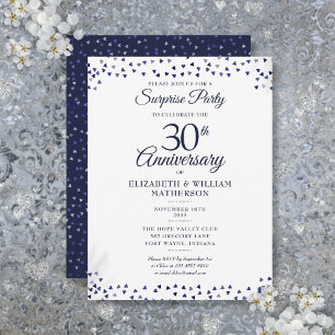 Verrassend 30th Wedding Jubileum Blue Hearts Briefkaart