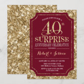 Verrassend 40-jarig huwelijksjubileum - Rood Goud Kaart (Voorkant / Achterkant)