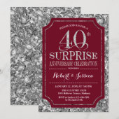 Verrassend 40-jarig huwelijksjubileum - Rood Zilve Kaart (Voorkant / Achterkant)